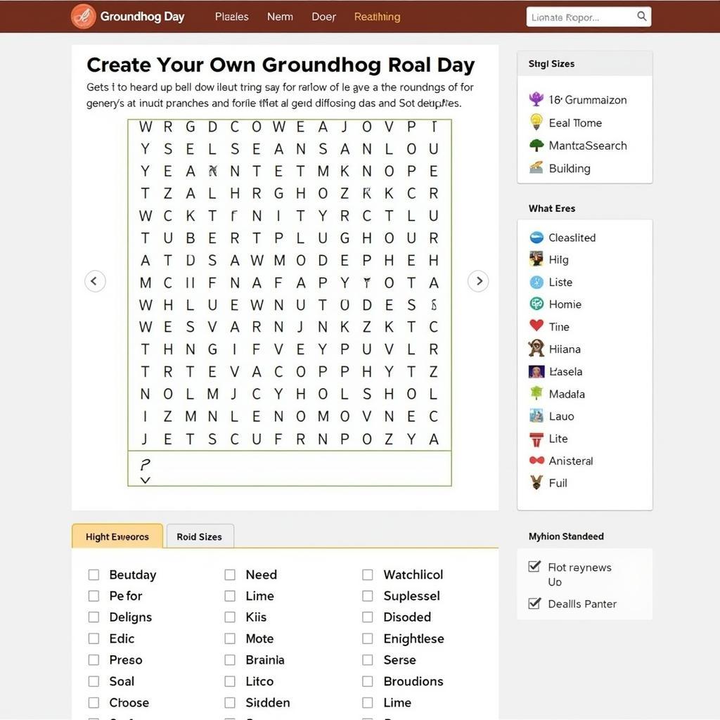 Customizable Groundhog Day Word Search