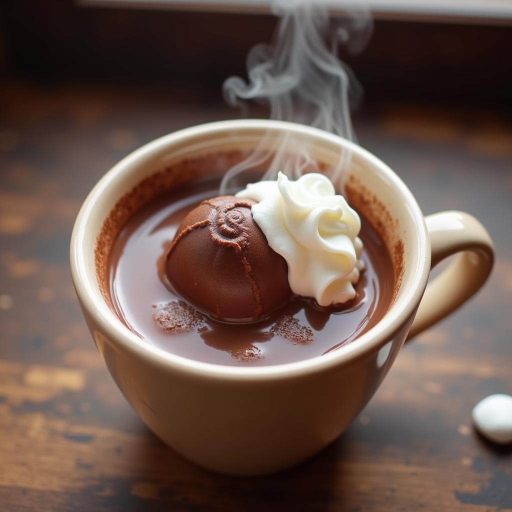 Dairy-free hot cocoa bomb in a mug