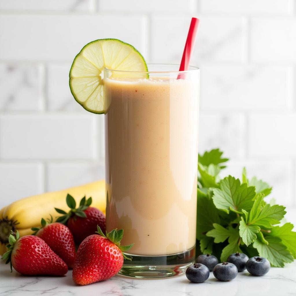 A dairy-free meal replacement shake blended into a smoothie