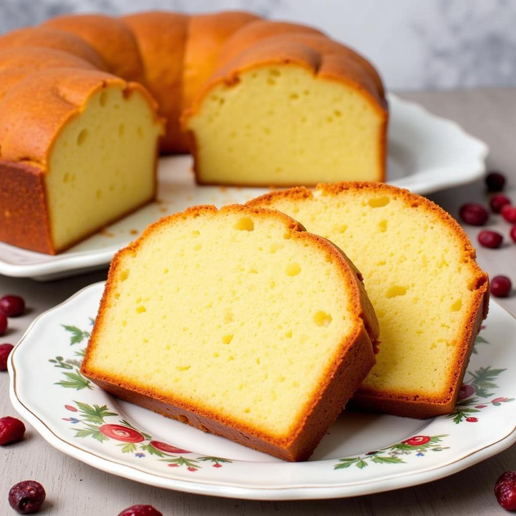 A sliced dairy-free panettone on a plate.