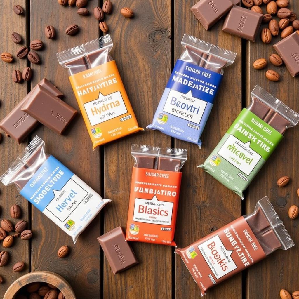 Assortment of dairy-free sugar-free chocolate bars