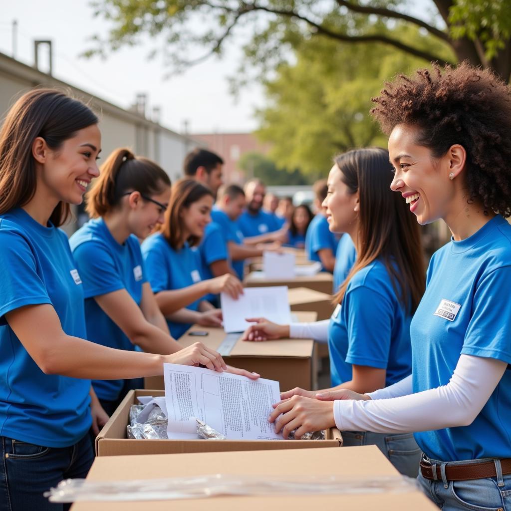 Volunteers at a community shredding event in Dallas