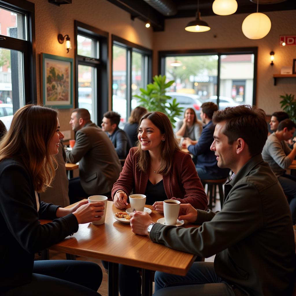 People connecting in a Dallas cafe