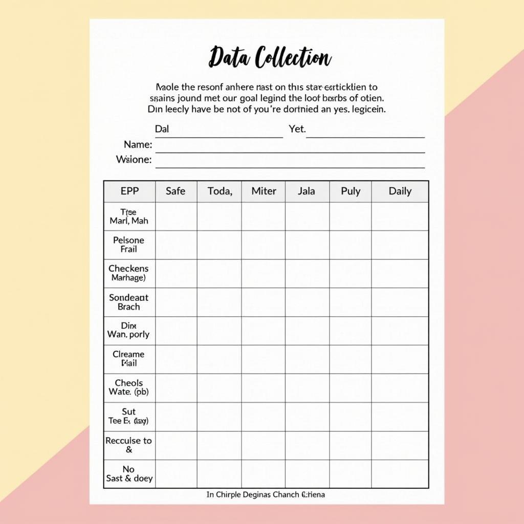 Example of a Data Collection Chart