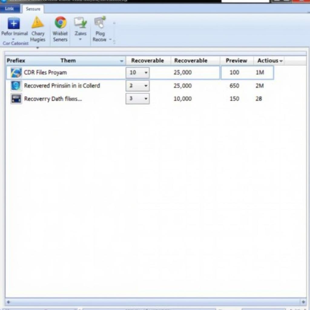 Data recovery software interface