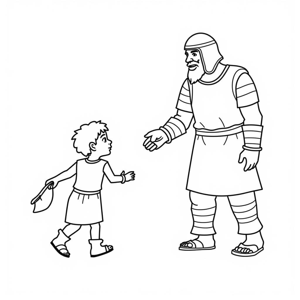 David and Goliath Coloring Page