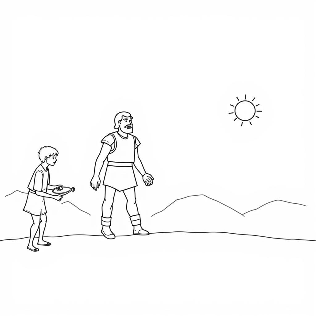 David and Goliath Coloring Page