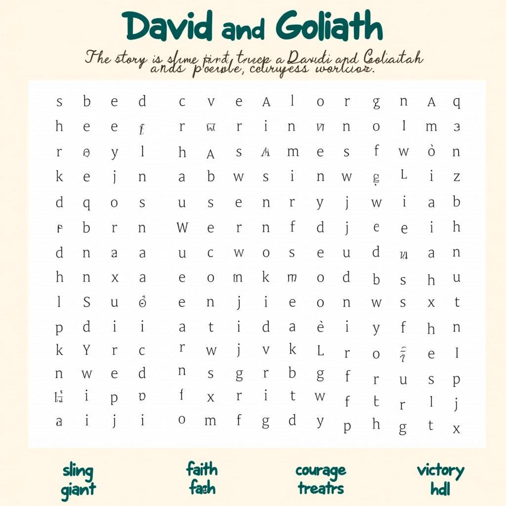 David and Goliath Word Search Puzzle