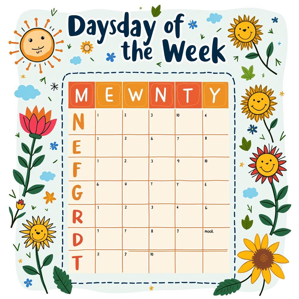 Colorful Days of the Week Chart for Kids