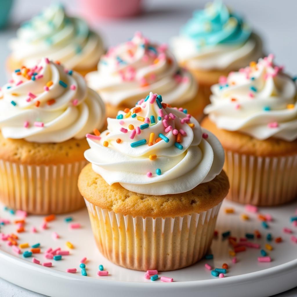 Decorated cupcakes with food dye free sprinkles