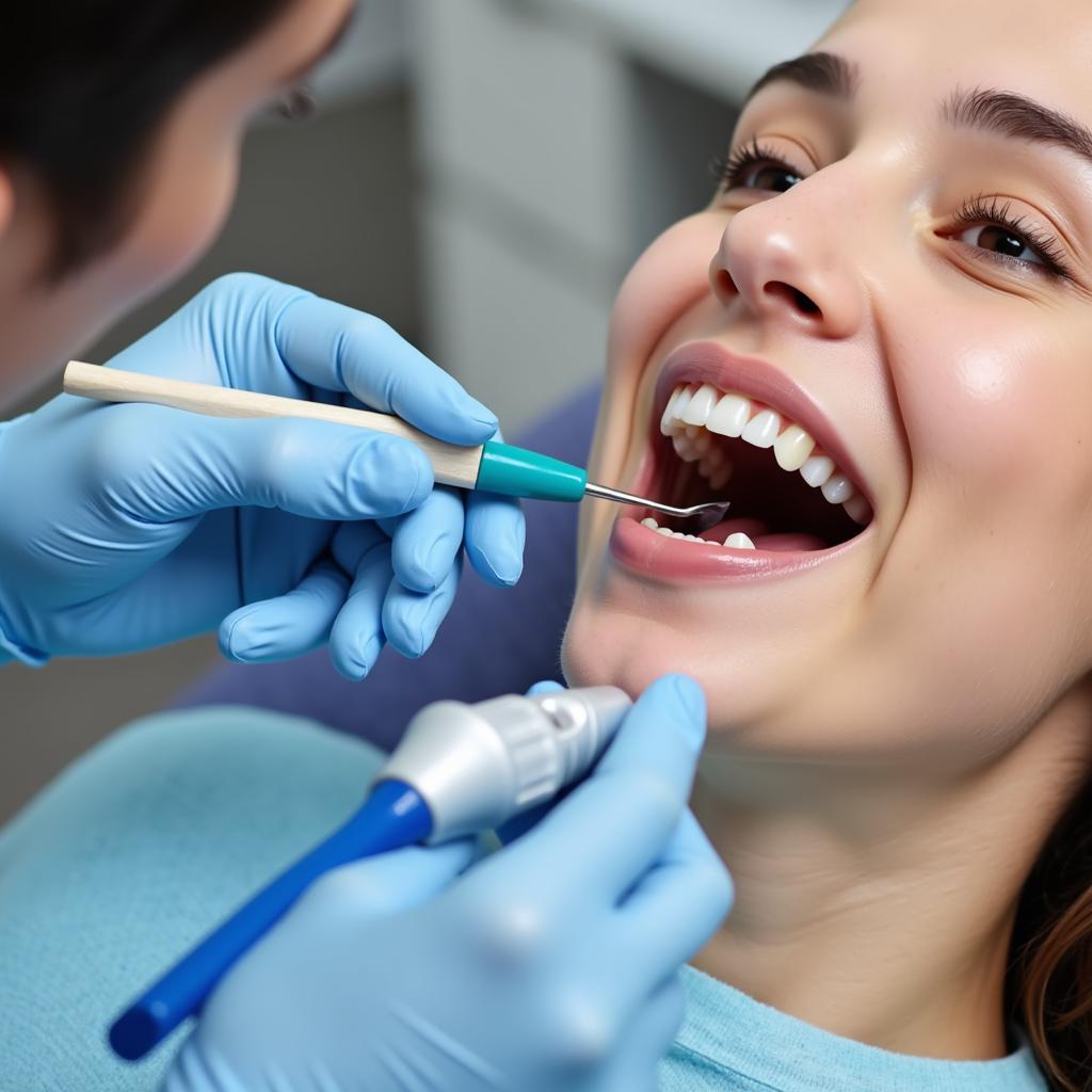 Dentist Examining Patient for BPA-Free Composite Placement