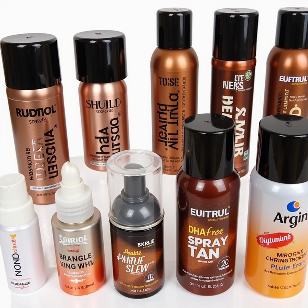 A variety of DHA free spray tan products