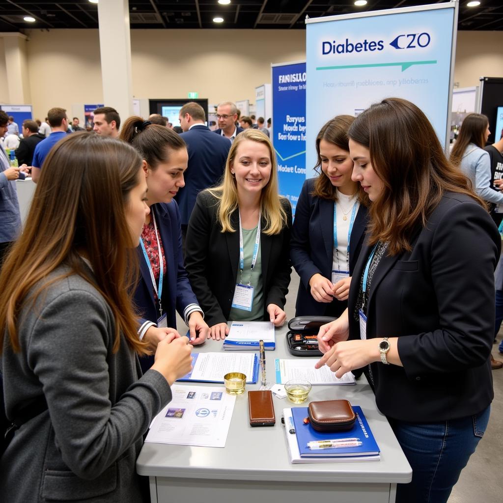 Attendees visiting booths at a diabetes health fair