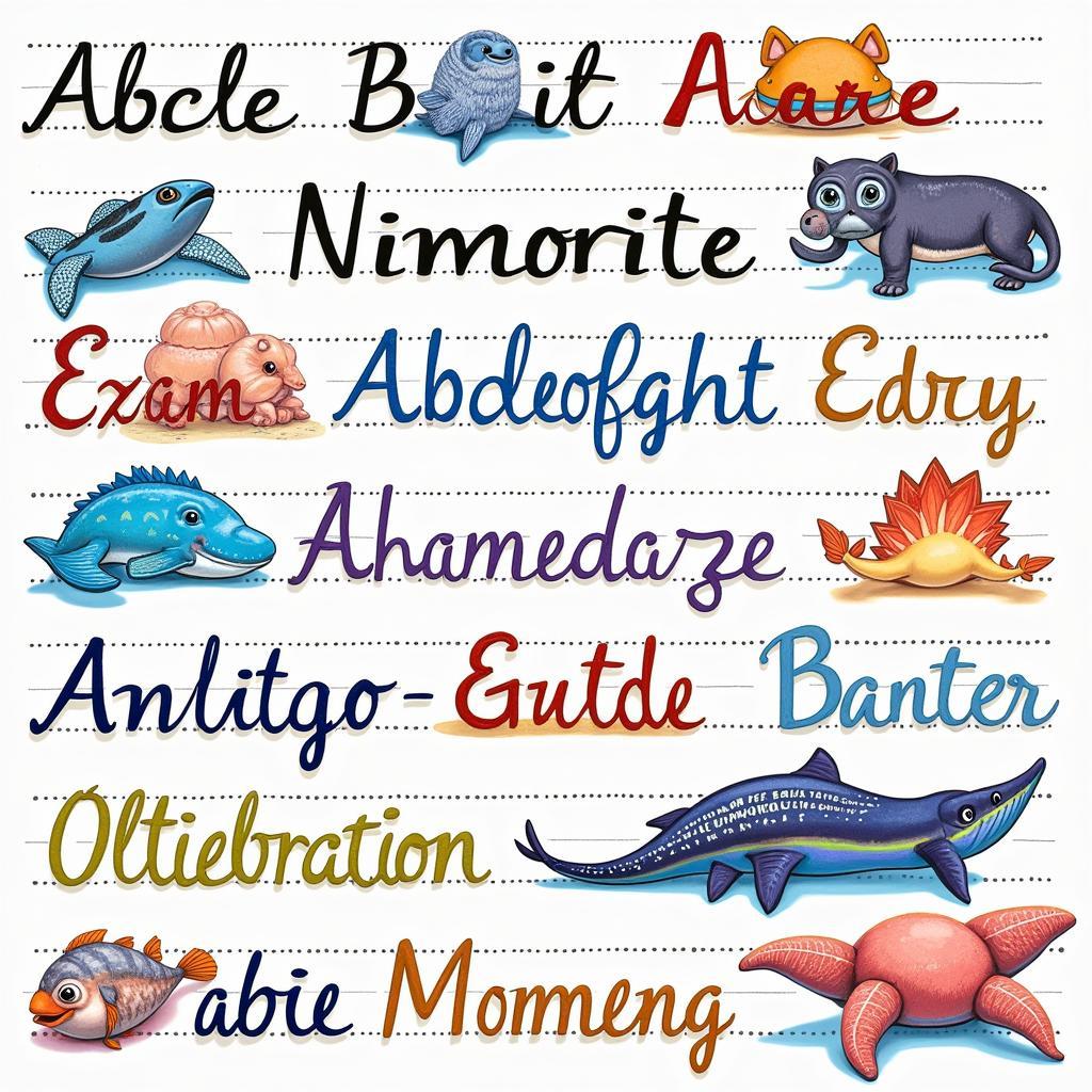 A variety of alphabet strip designs - cursive, manuscript, themed