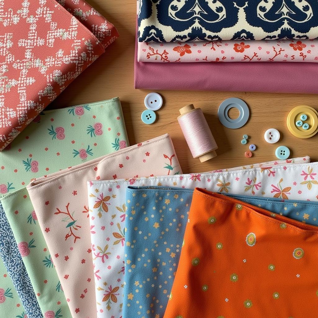 Assortment of Fabrics and Sewing Notions