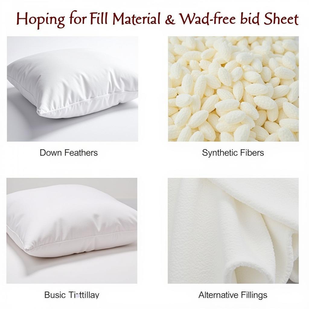 Various fill materials used in wad-free bed sheets