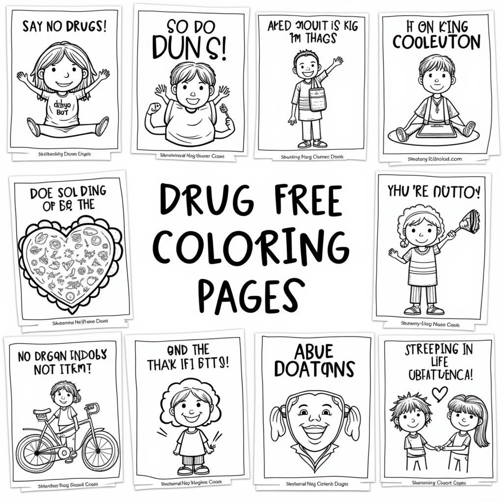 Variety of drug free coloring pages for different ages