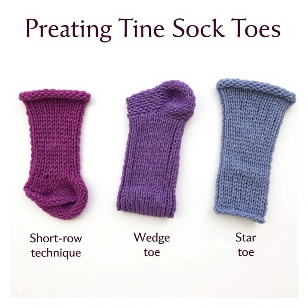 Comparison of short-row, wedge, and star toes