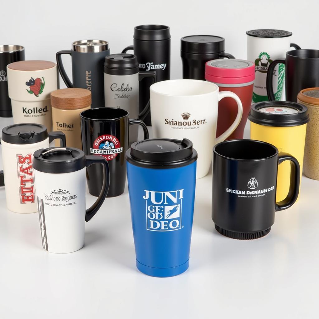 Various Free Coffee Mugs Displayed 