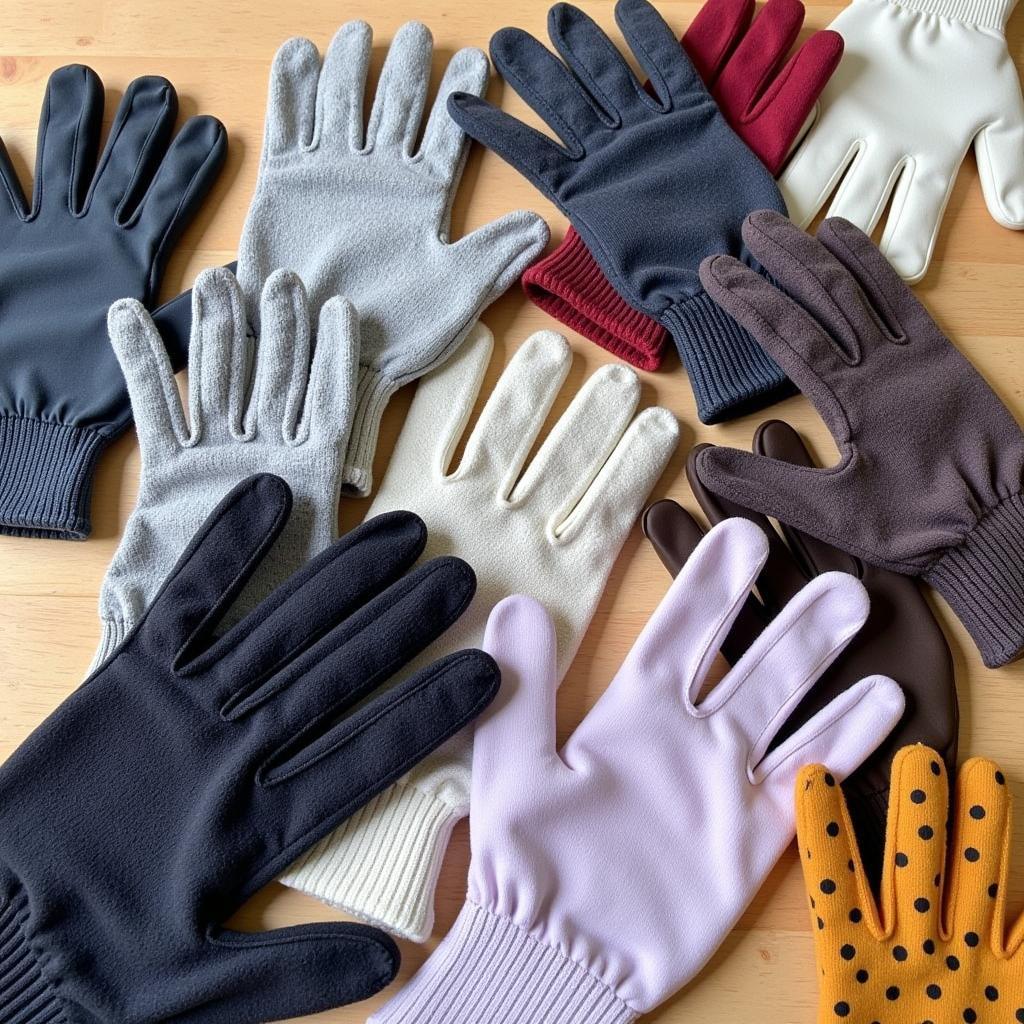 Assortment of free gloves in various materials and styles.