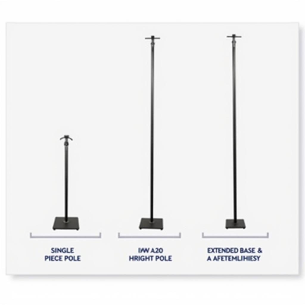 Various free-standing pole fitness poles on display