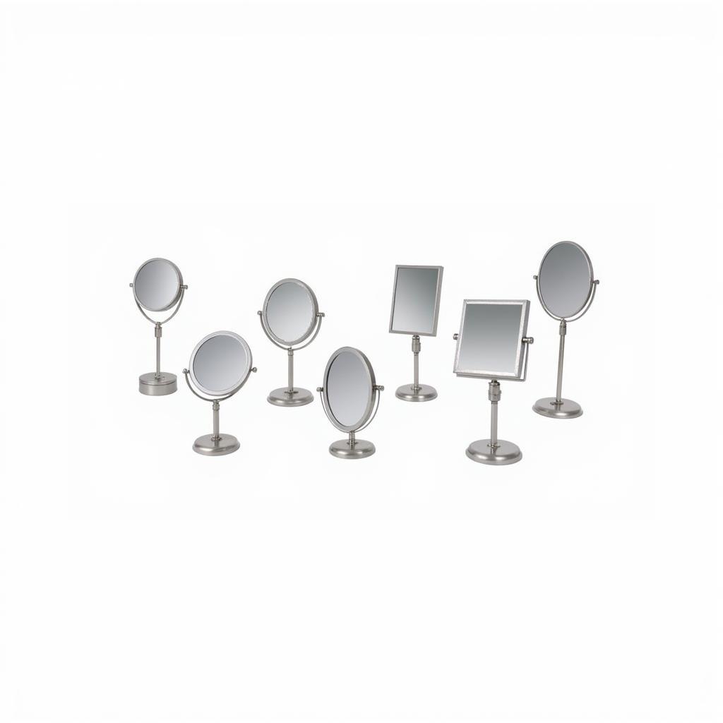 Various Types of Hands-Free Mirrors Displayed on a Table