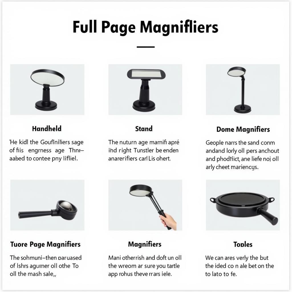 Various types of full page magnifiers