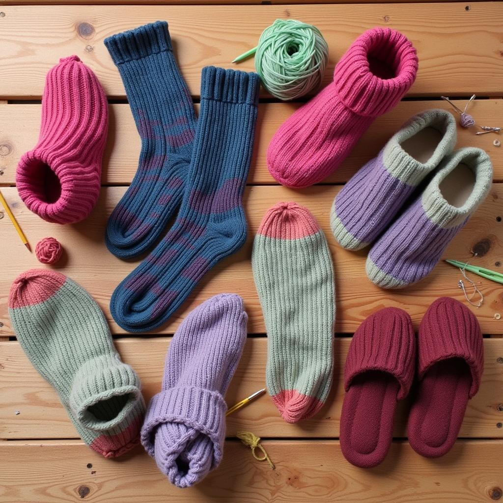 Showcase of Knitted Slippers and Socks