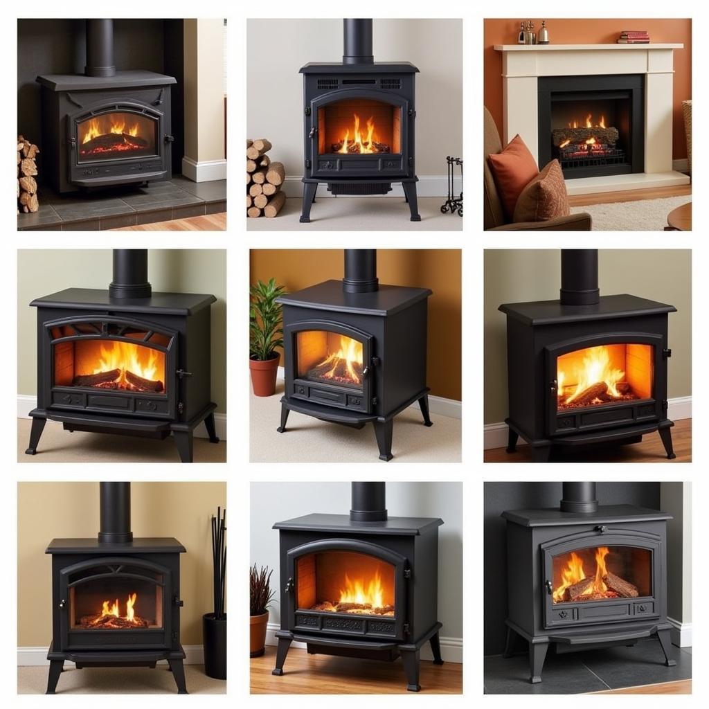 Various styles of vent-free propane gas stoves