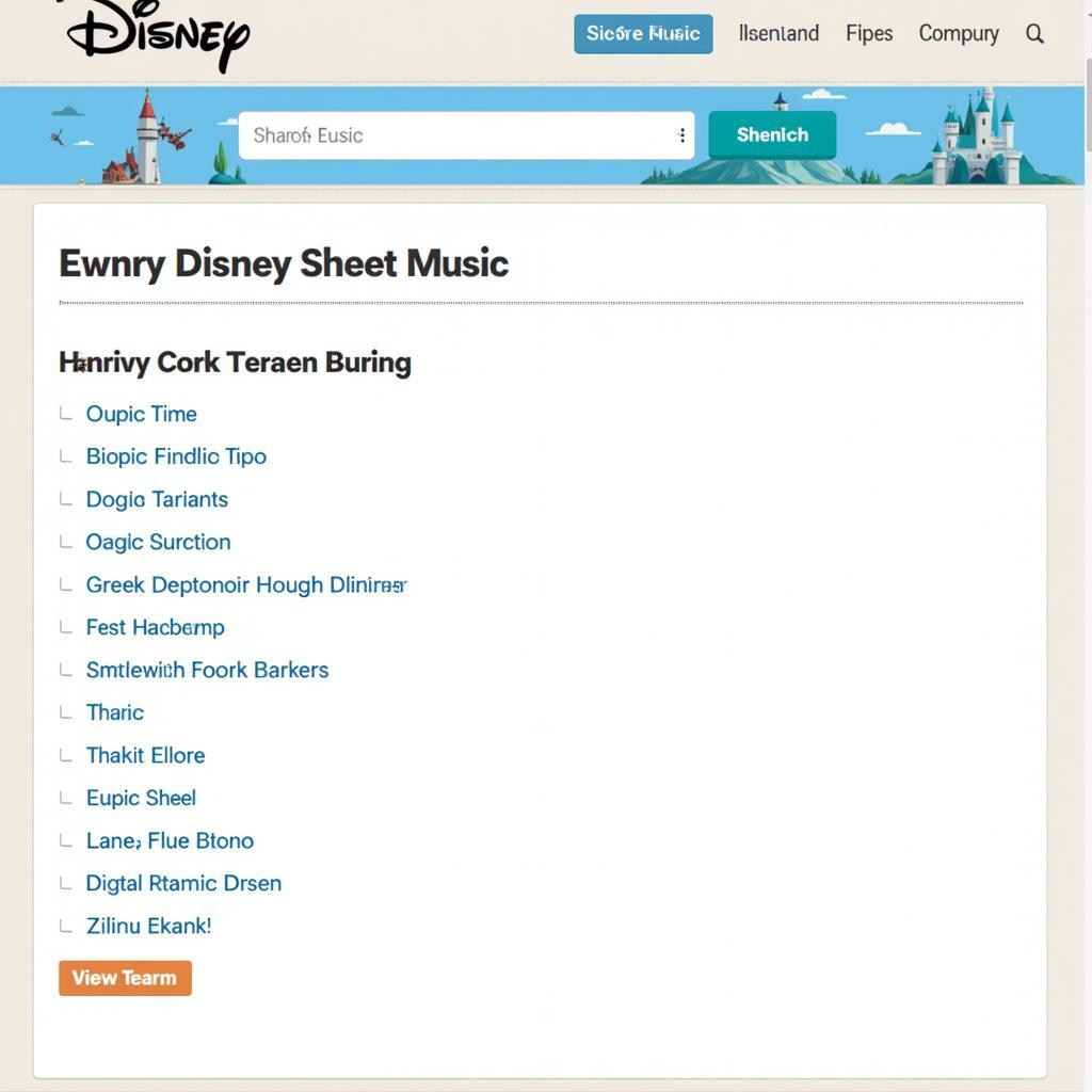 Website interface showing options to download free Disney sheet music for piano.