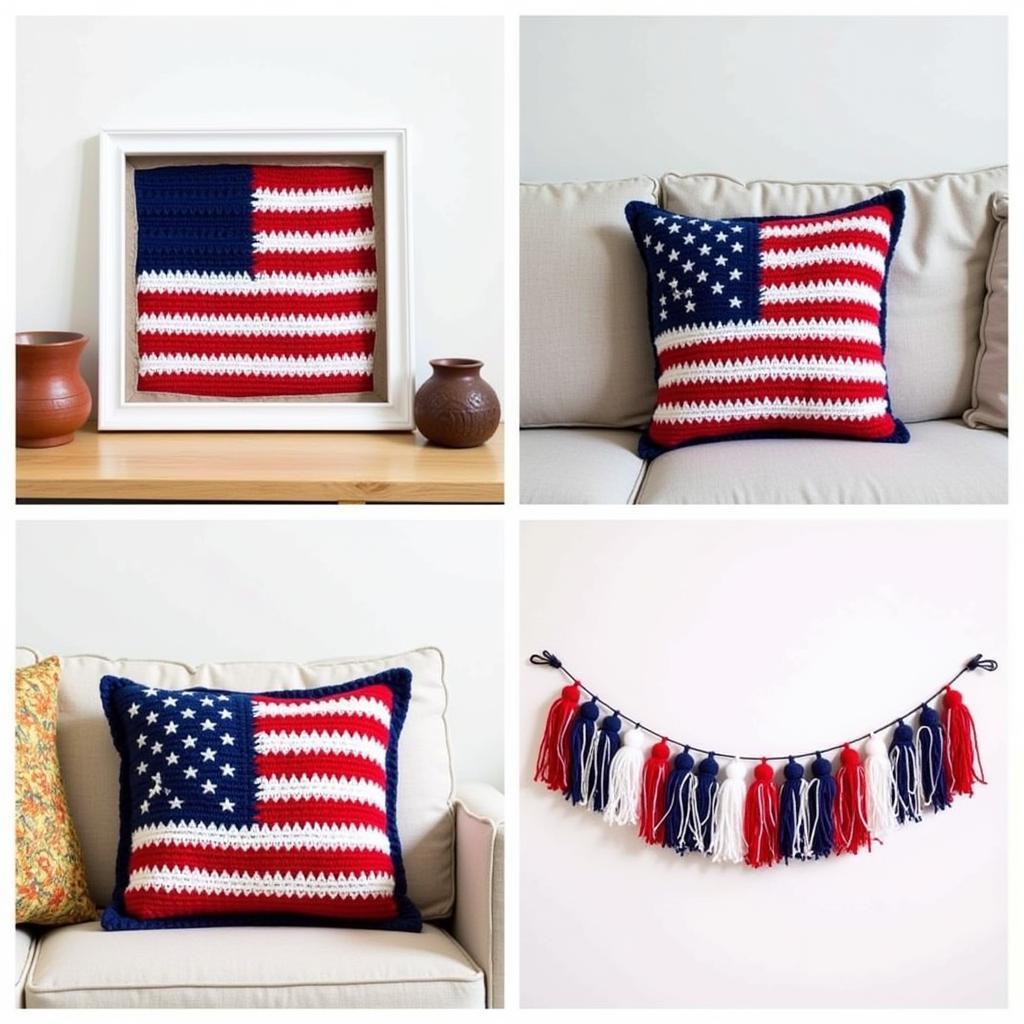 Creative ways to display a crocheted American flag