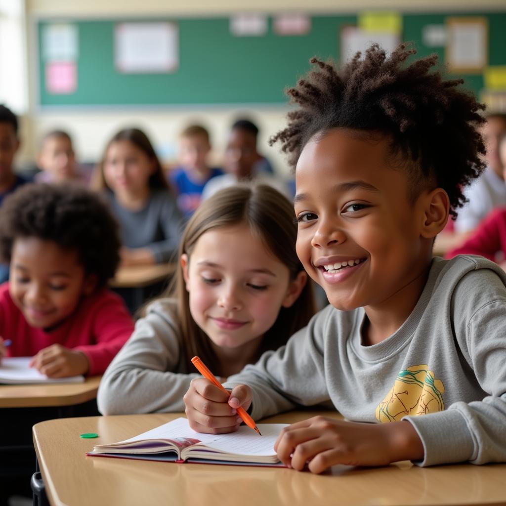 Diverse group of students in Columbus, Ohio classroom