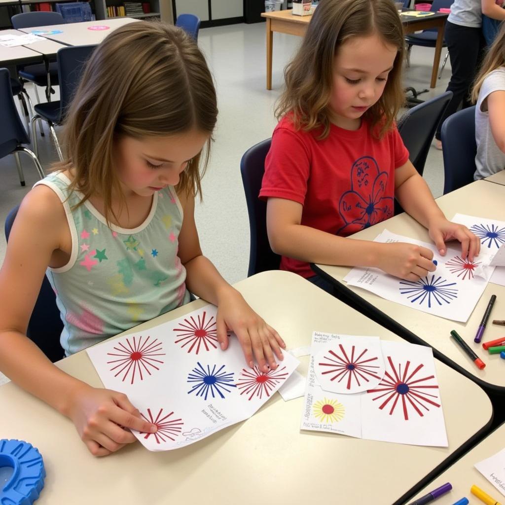 Kids Crafting 4th of July Decorations