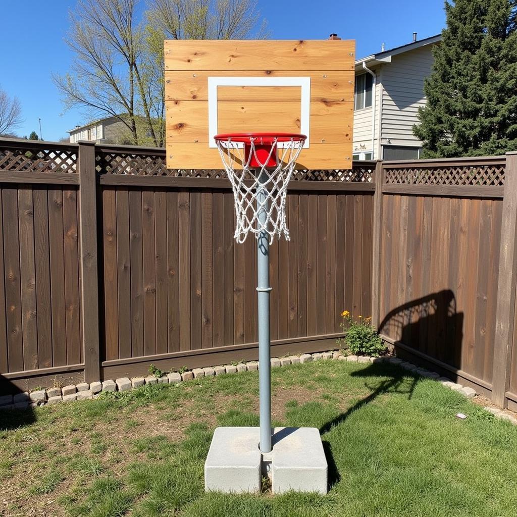 Basketball hoop made from reclaimed wood and metal