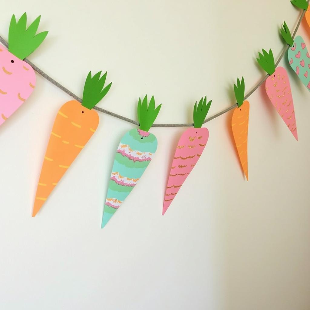 DIY Easter garland with paper carrots