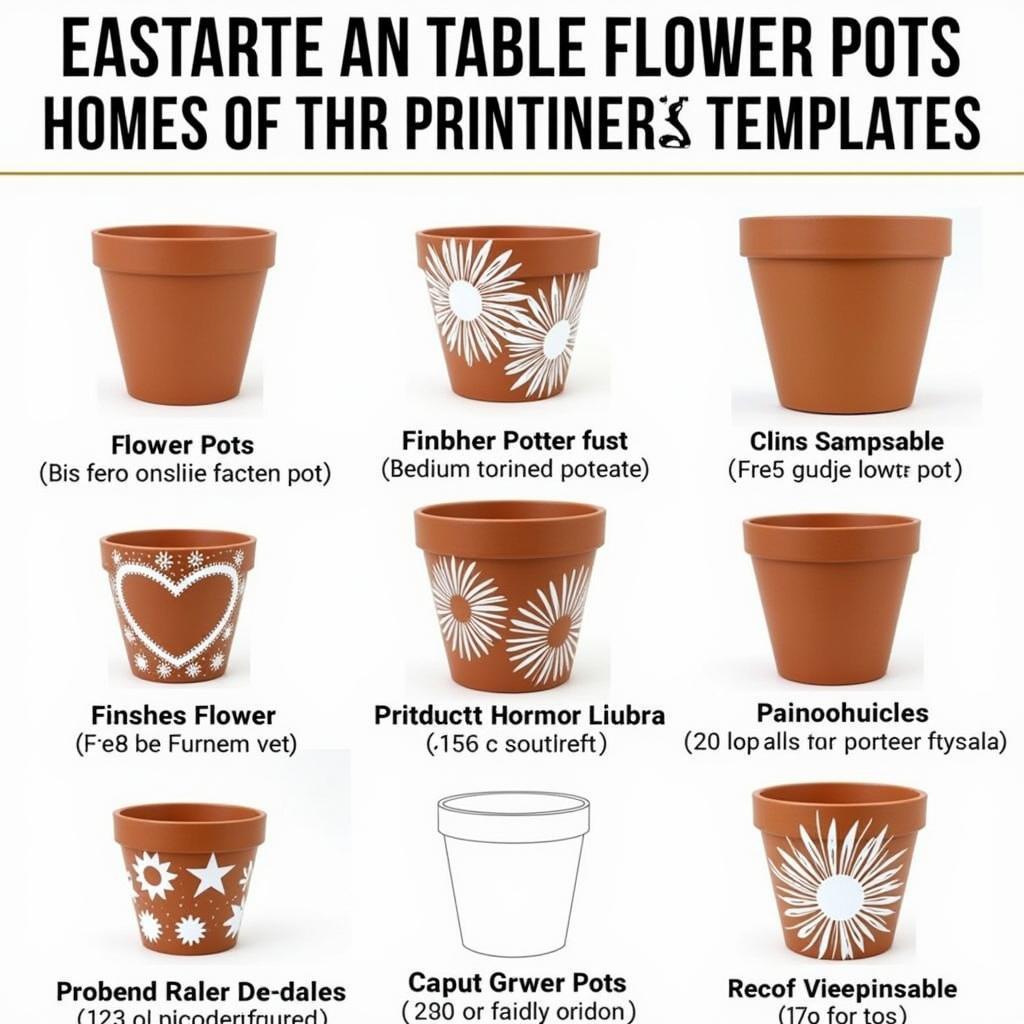 DIY Flower Pots Decorated with Printable Templates