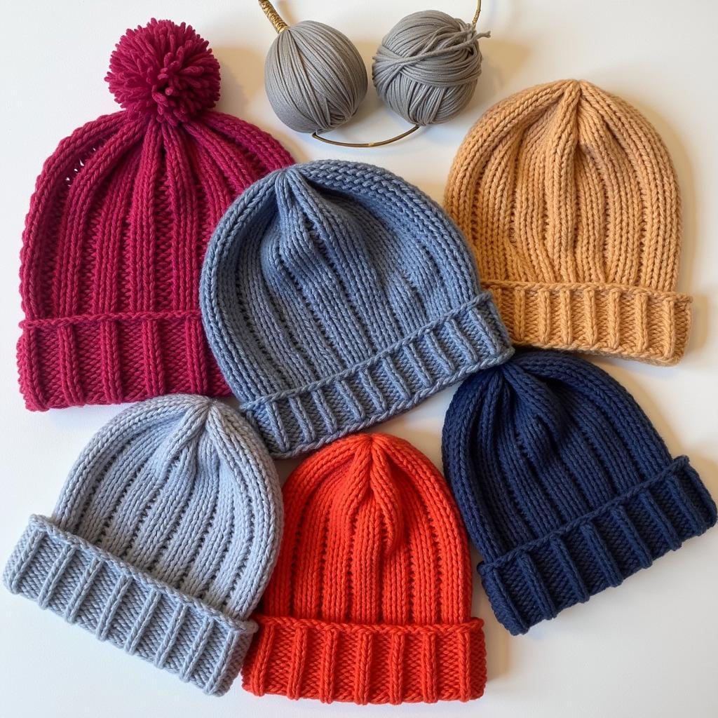 Collection of Knitted Beanies in Different Colors