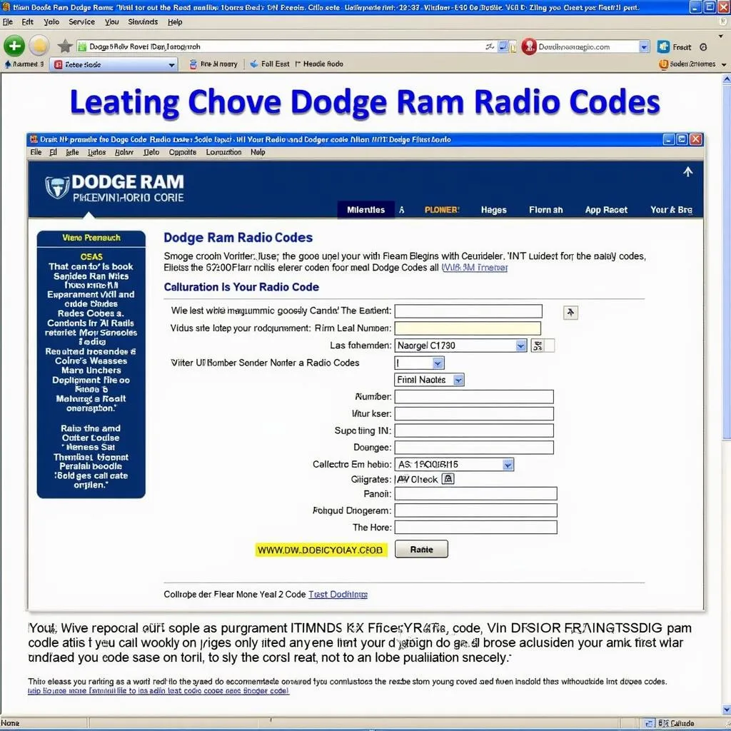 Unlocking Dodge Ram radio with online resource