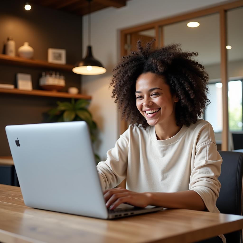 Woman Shopping Online Using Laptop