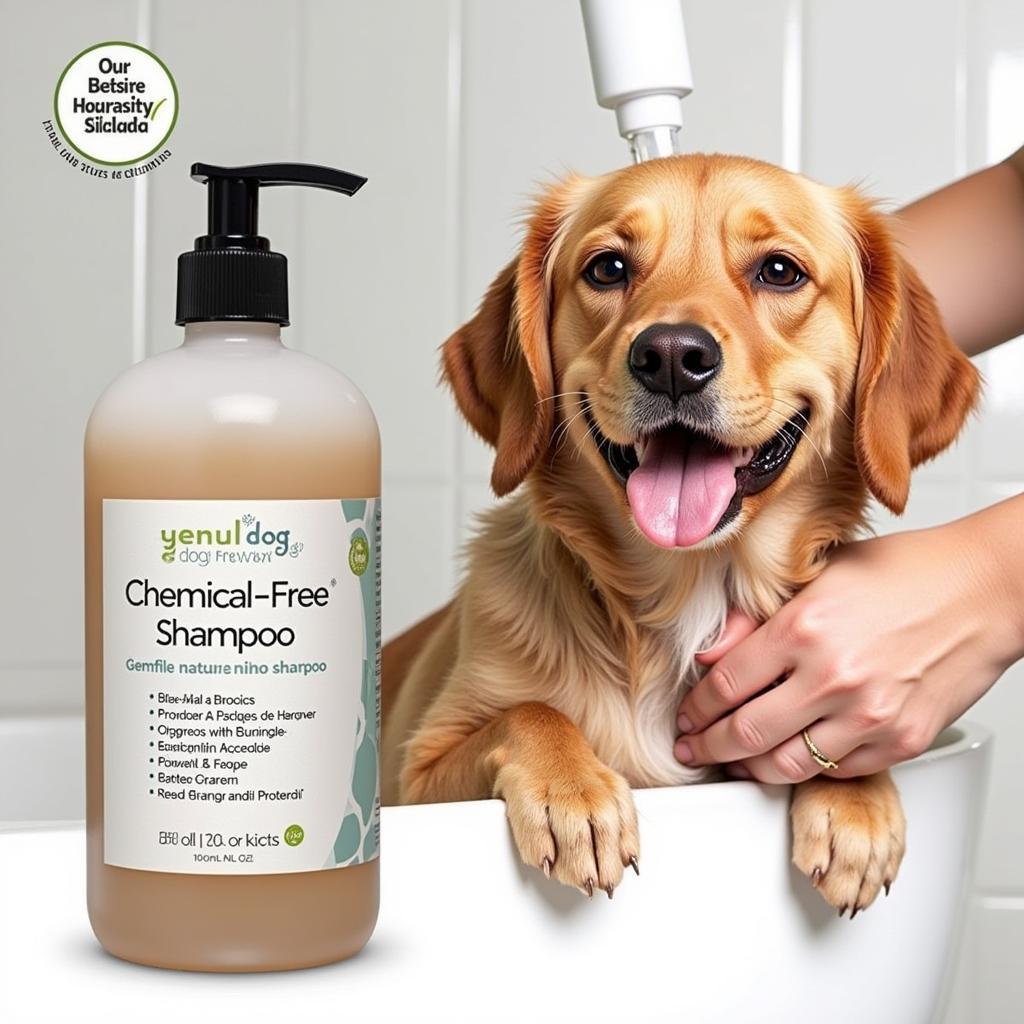 Grooming a dog with chemical-free shampoo