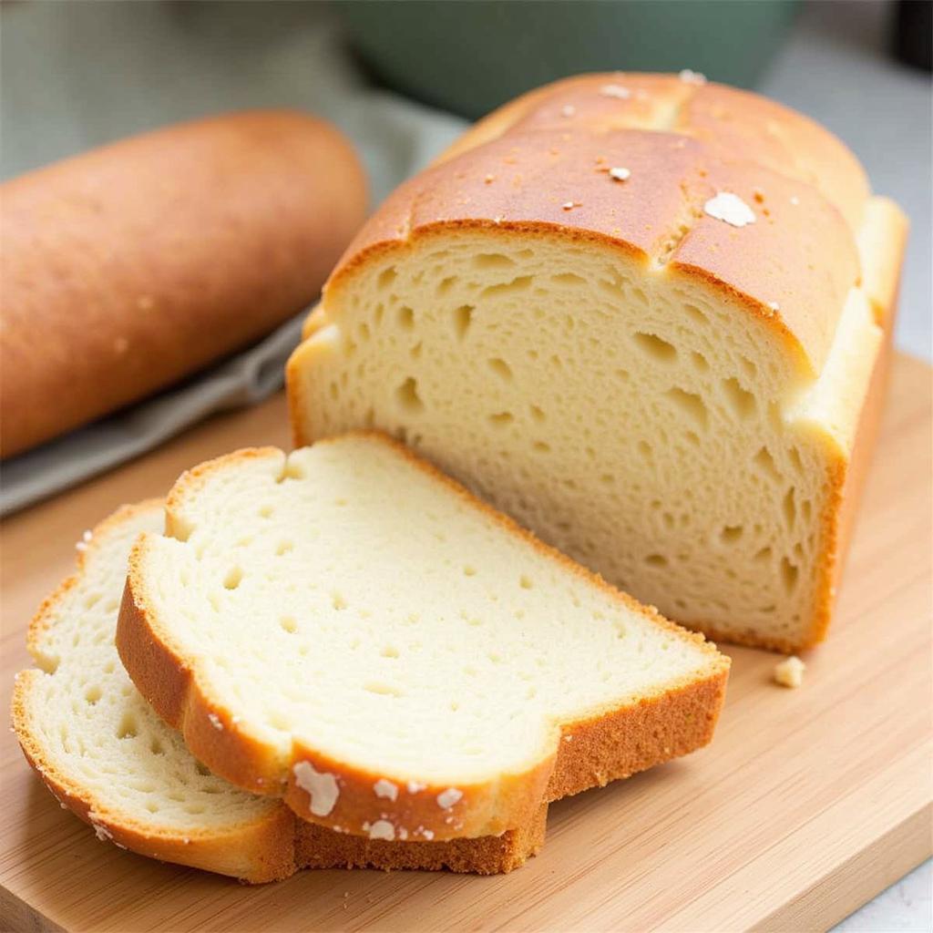 A loaf of freshly baked bread made with Doves Farm Gluten Free Bread Flour.