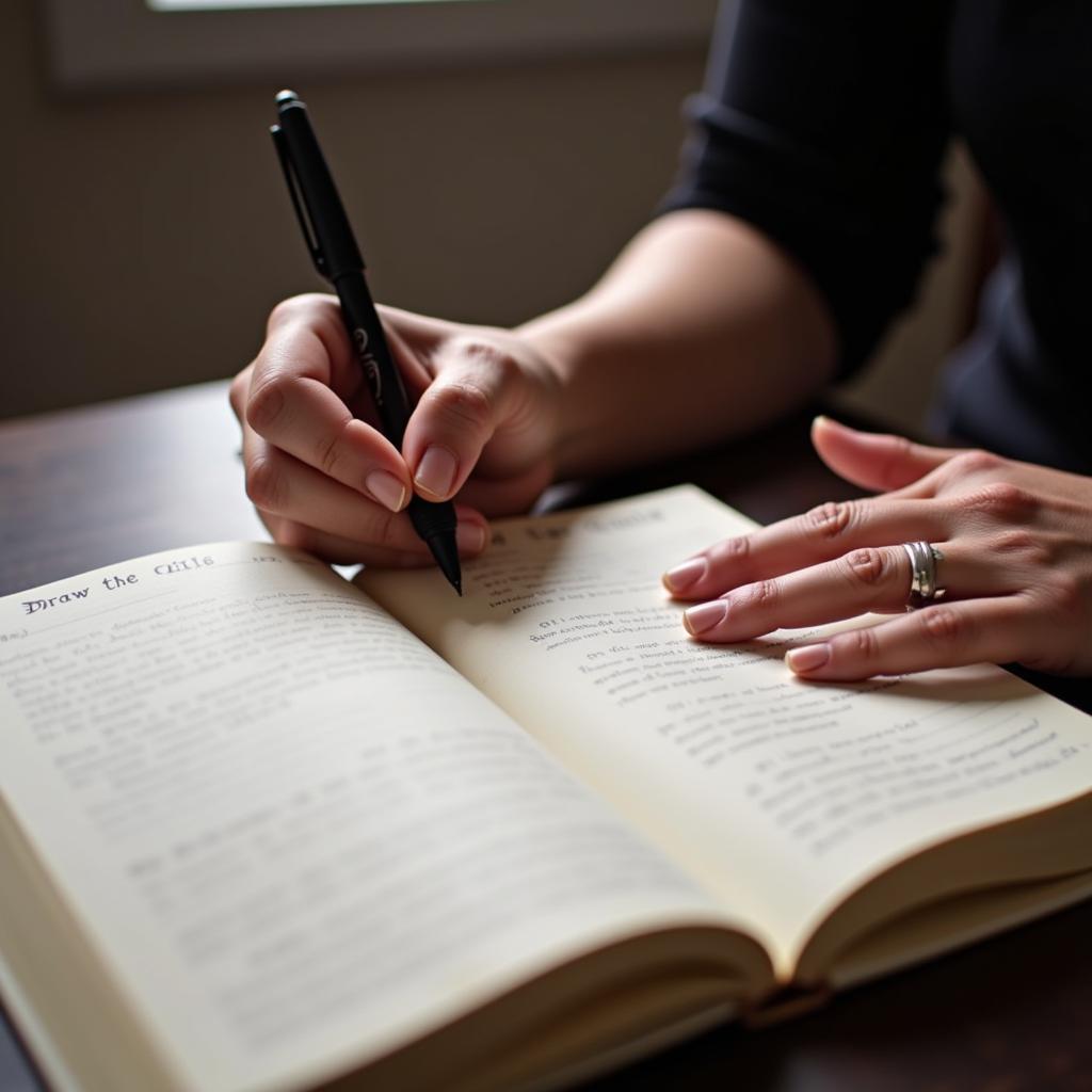 Woman writing in a Draw the Circle prayer journal