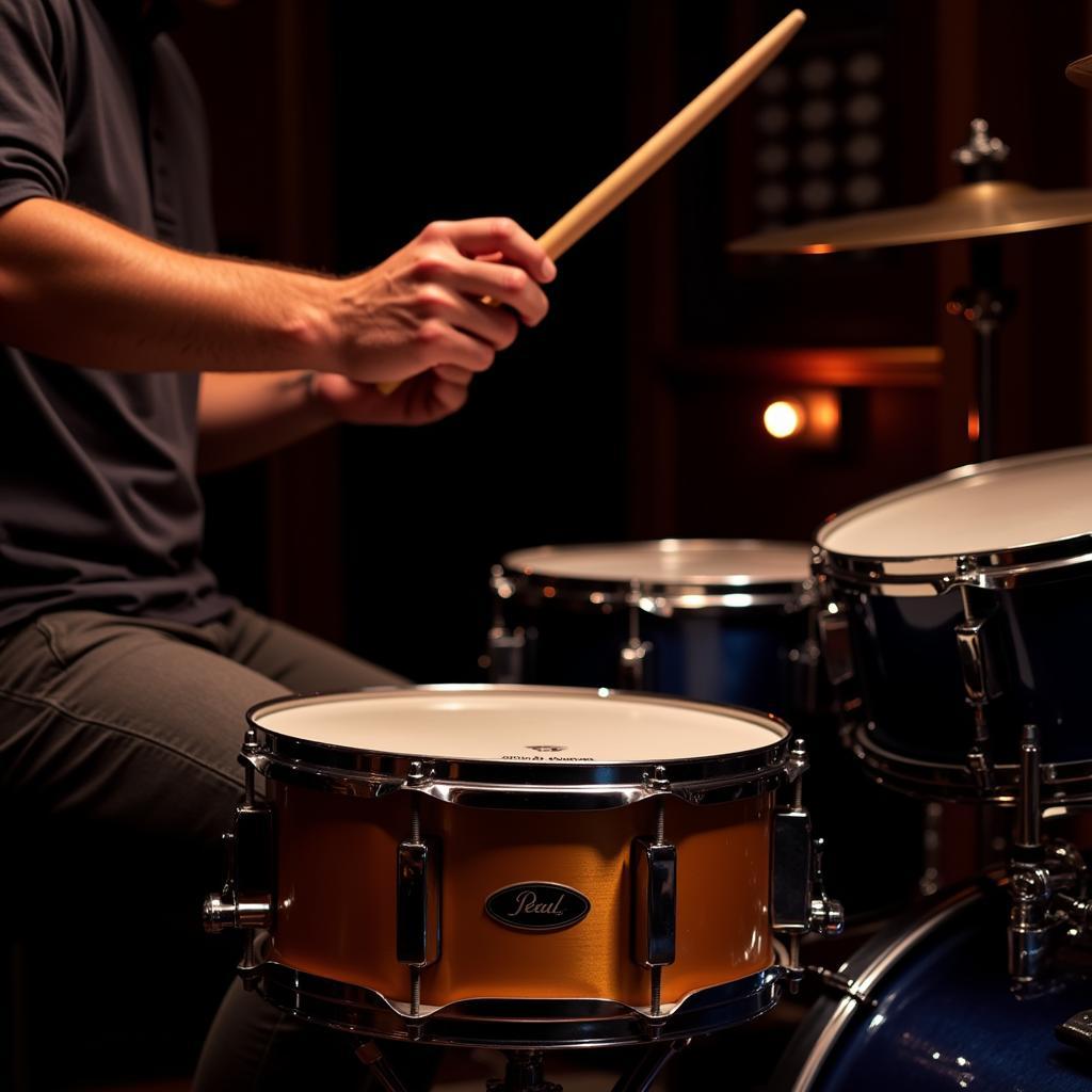 Drummer Playing a Pearl Free Floating Brass Snare