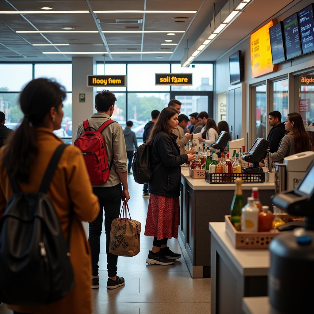 Busy Checkout Counter at Indian Duty Free