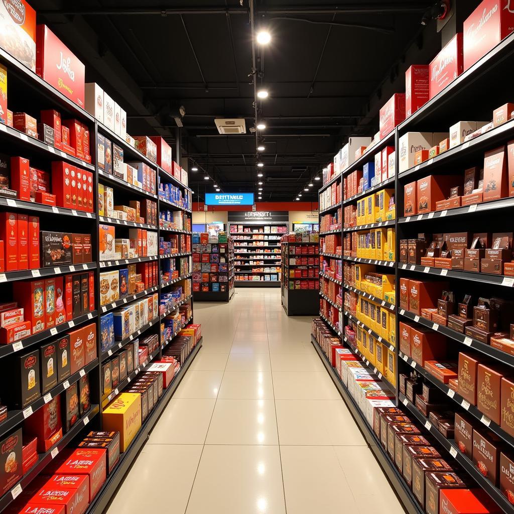 A vast selection of chocolates at a duty free shop