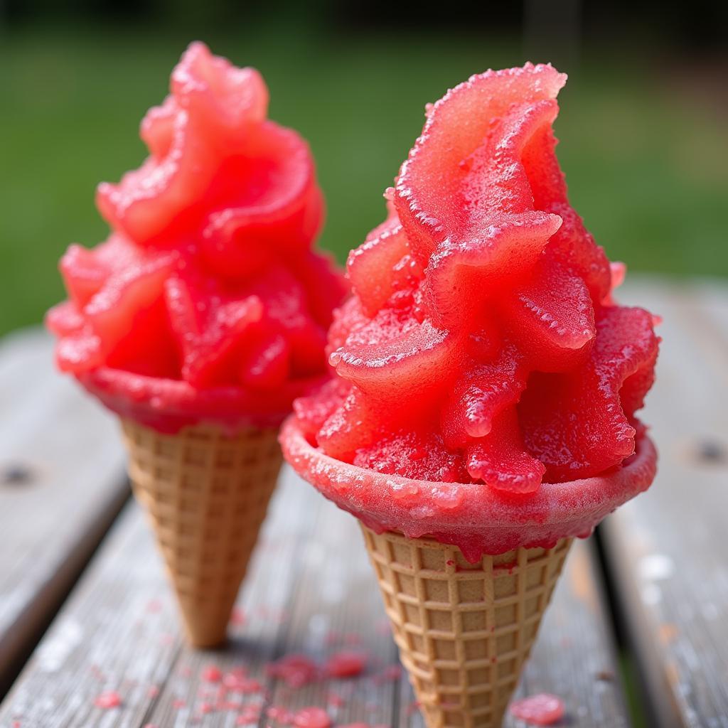 Snow Cones made with Dye-free Cherry Flavor Concentrate