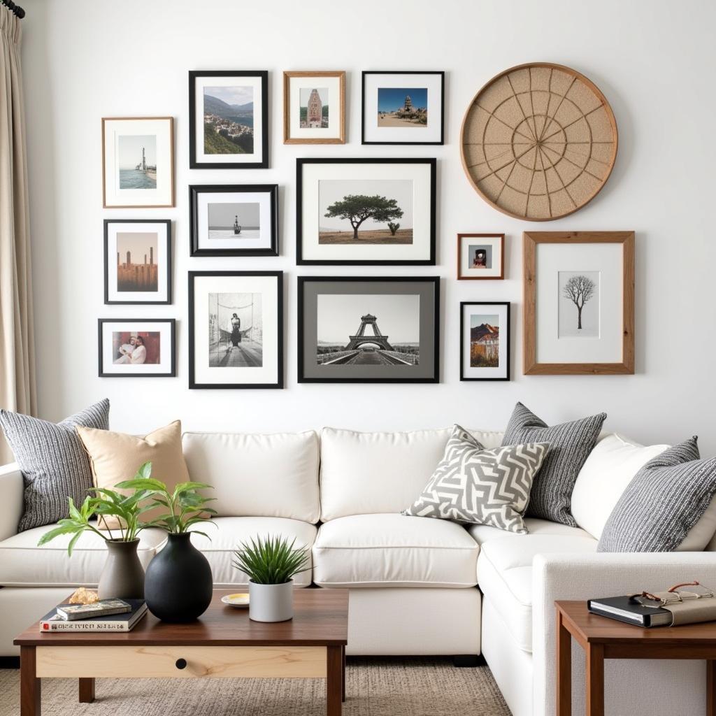 Eclectic Gallery Wall in a Living Room