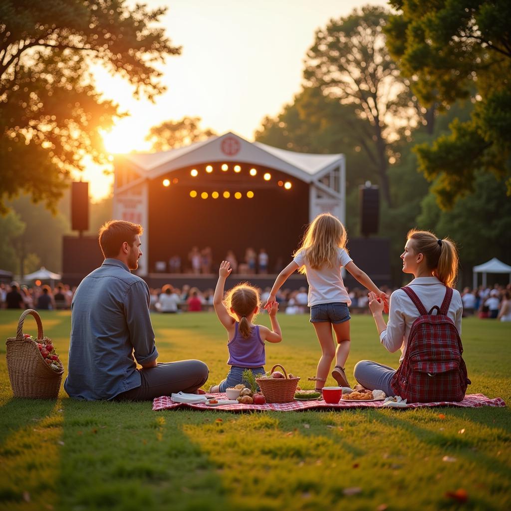 Family enjoying a picnic at an Eisenhower Park concert