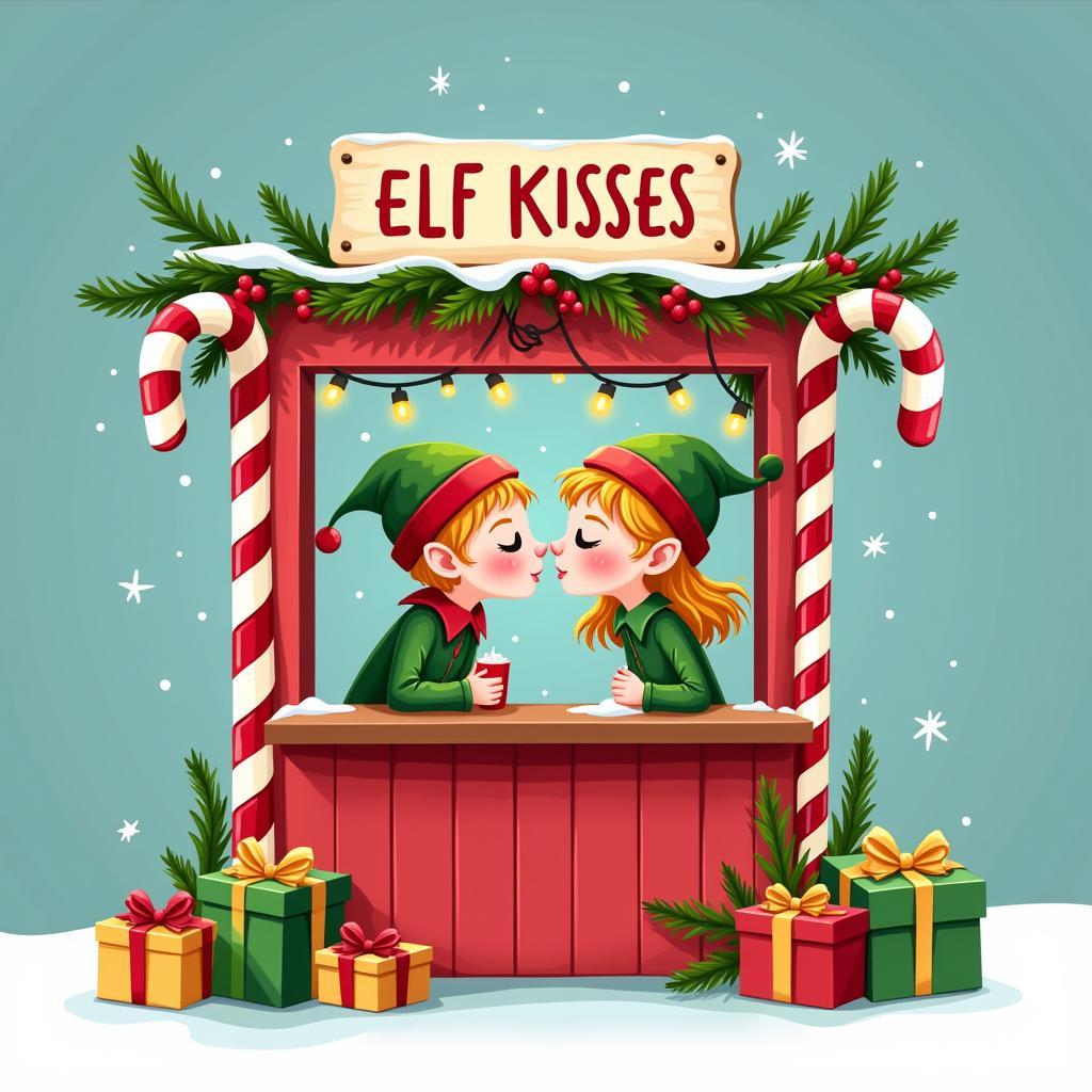 Printable Elf Kissing Booth Sign