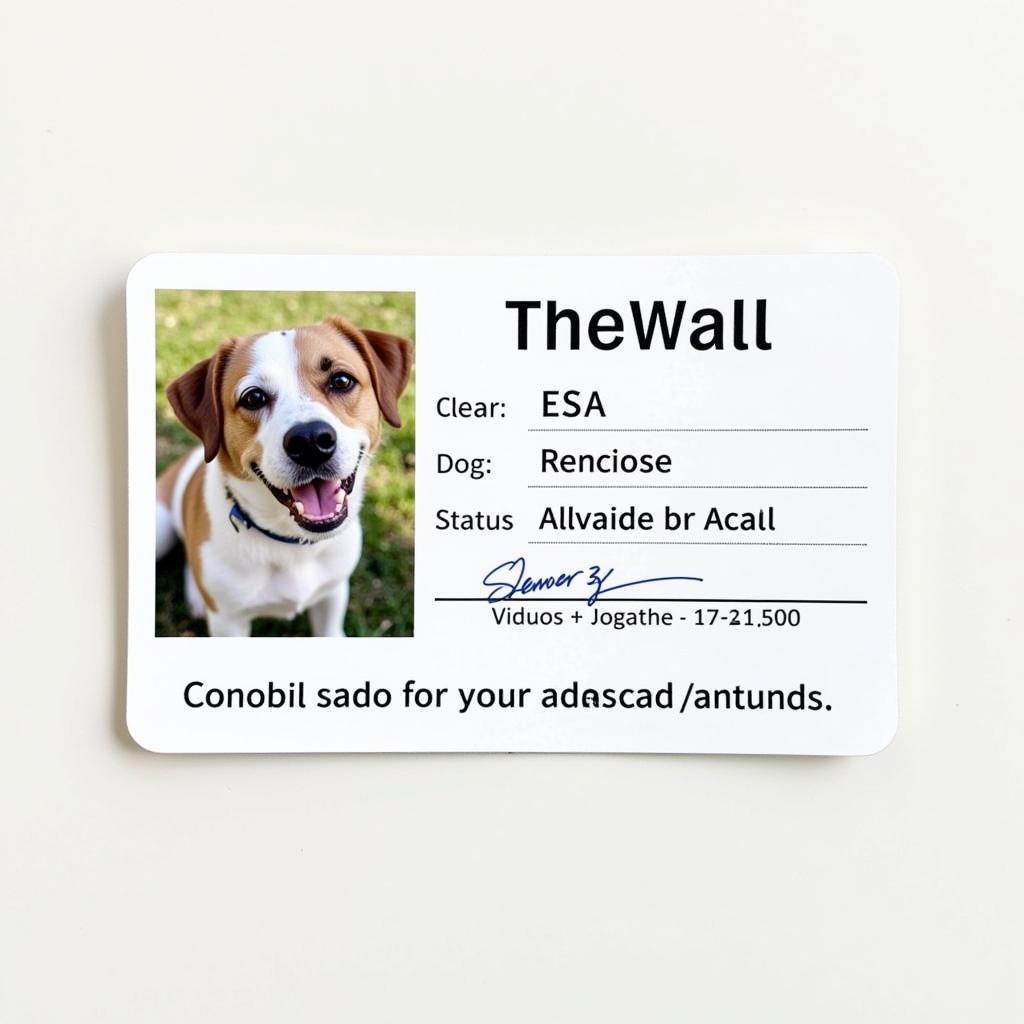 Emotional Support Animal ID Card Example